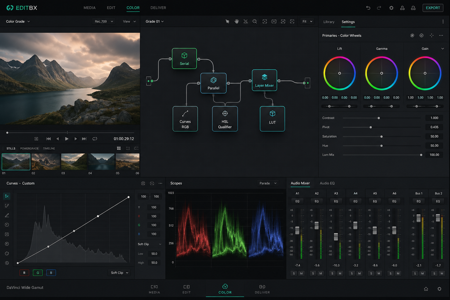 EDITBX color node graph with serial and parallel nodes